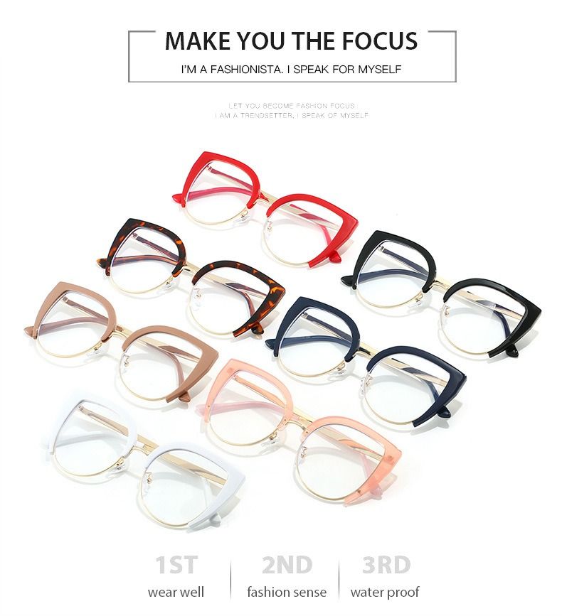 Fashion Gold Metal Optical Eyeglasses Frames For Women Designer Luxury Ladies Retro Eyewear Computer Glasses Anti Blue Light New 1PC