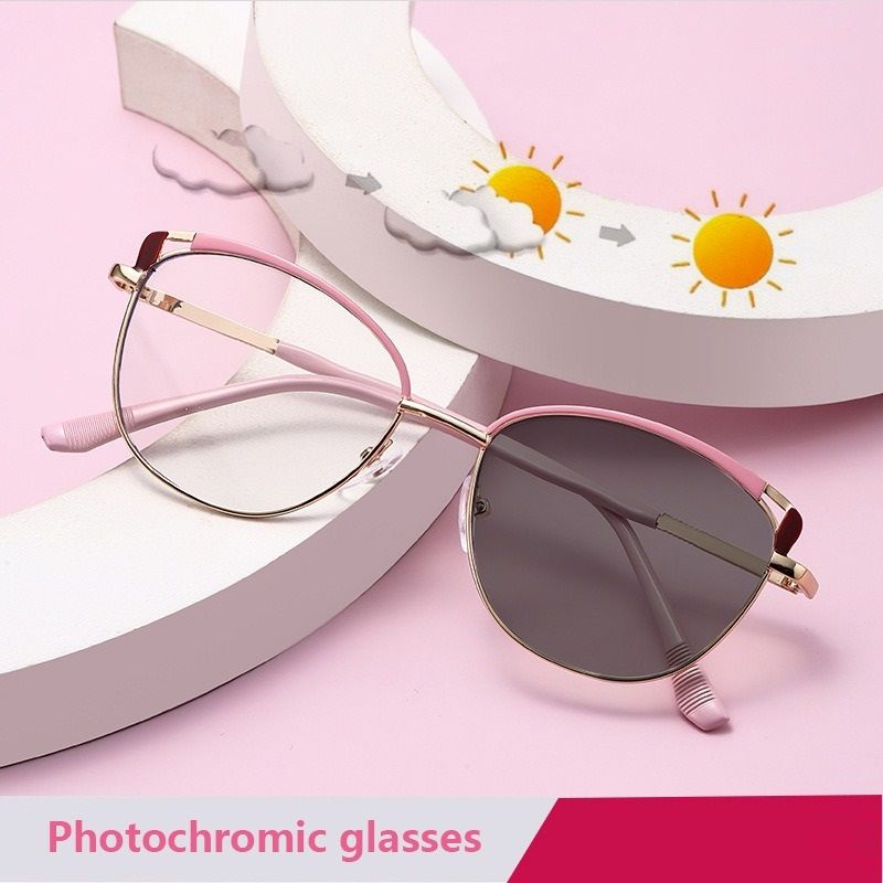 MK25041 New  Metal Cat Eye Anti Blue Light Glasses Blocking Photochromic Photogray Lunett Shades Eyewear Spectacles Female Eyeglasses 1PC