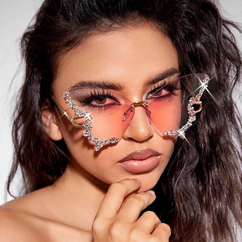 Luxury Diamond Butterfly Sunglasses Women Brand y2k Vintage Rimless Oversized Sun Glasses Ladies Eyewear gafas de sol 1PC
