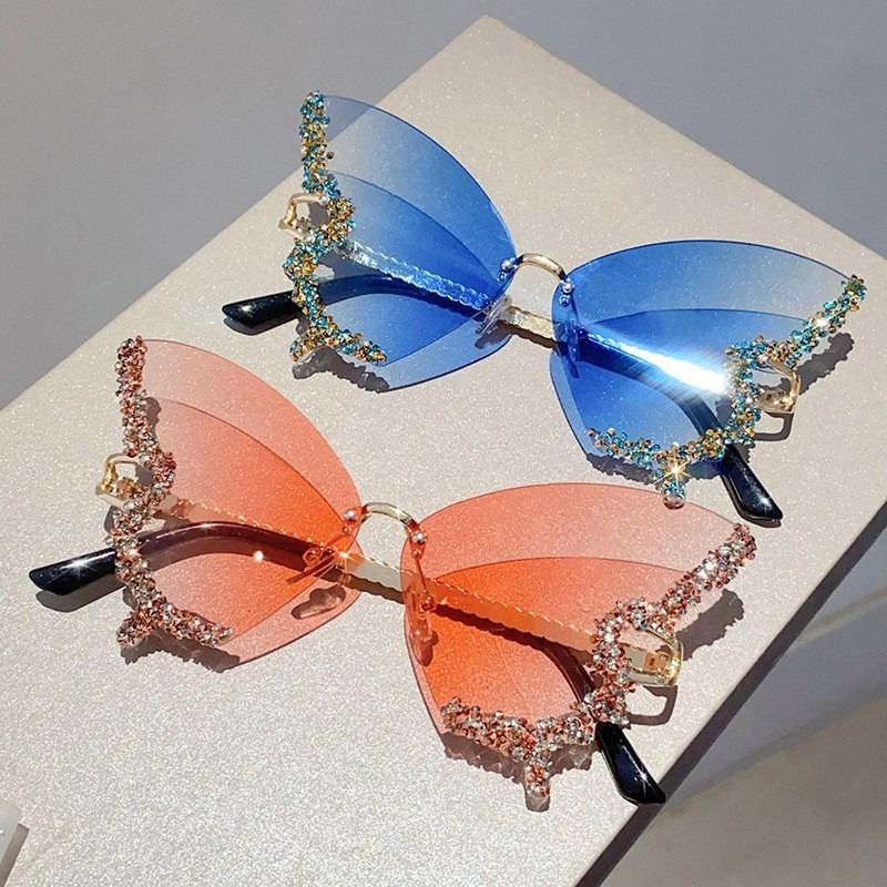 Luxury Diamond Butterfly Sunglasses Women Brand y2k Vintage Rimless Oversized Sun Glasses Ladies Eyewear gafas de sol 1PC