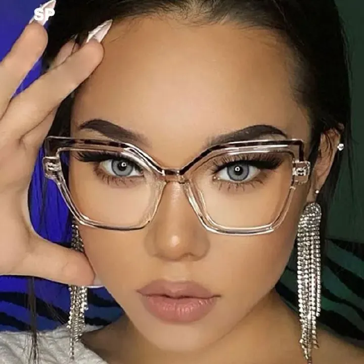 95977 2025 Fashion TR90 Anti Blue Light Trendy Cat Eye Glasses Retro Optical Computer Glasses Frame Eyeglasses Woman Eyewear 1PC