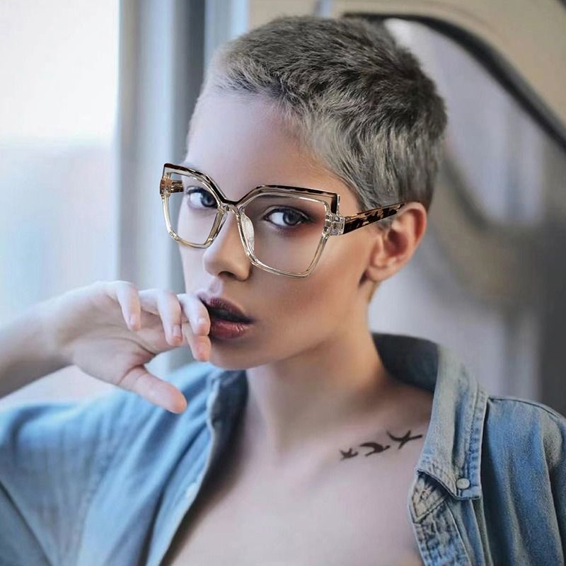 95977 2025 Fashion TR90 Anti Blue Light Trendy Cat Eye Glasses Retro Optical Computer Glasses Frame Eyeglasses Woman Eyewear 1PC
