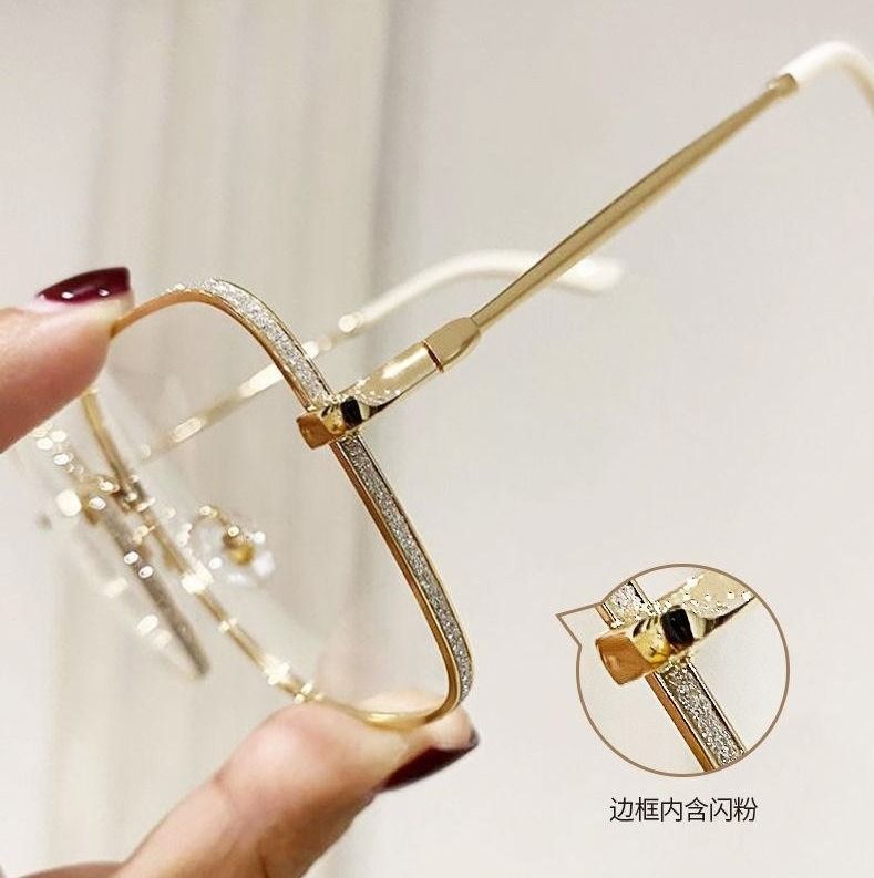 Oversized Square Eyewear Retro Women Anti-blue Light Blocking Metal Frame Glasses Optical Computer Glasses Frame 1PC