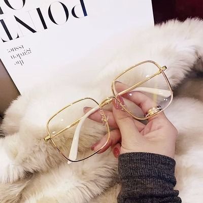 Oversized Square Eyewear Retro Women Anti-blue Light Blocking Metal Frame Glasses Optical Computer Glasses Frame 1PC