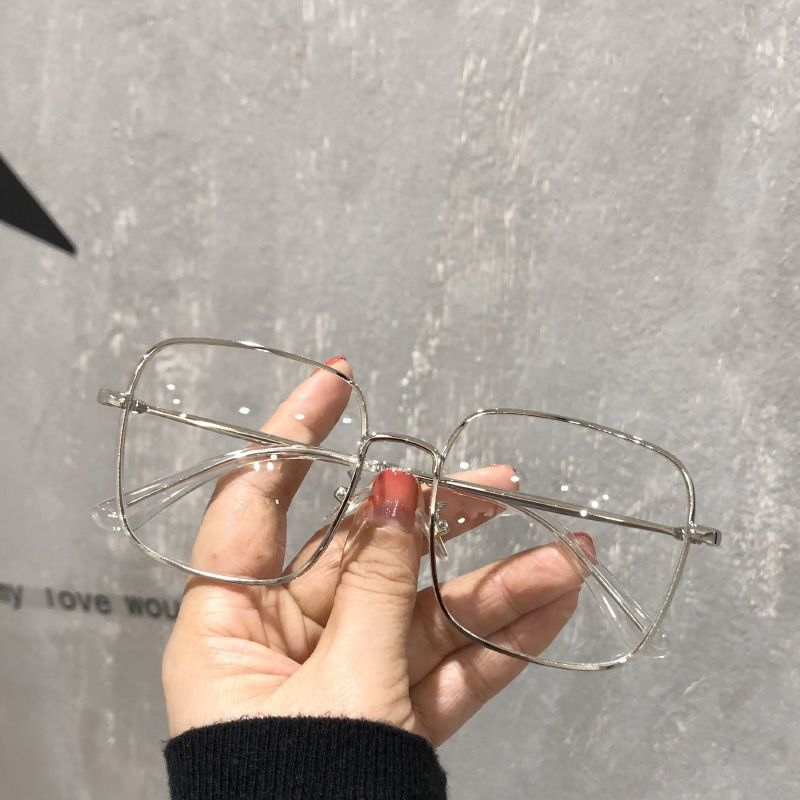 Oversized Square Eyewear Retro Women Anti-blue Light Blocking Metal Frame Glasses Optical Computer Glasses Frame 1PC