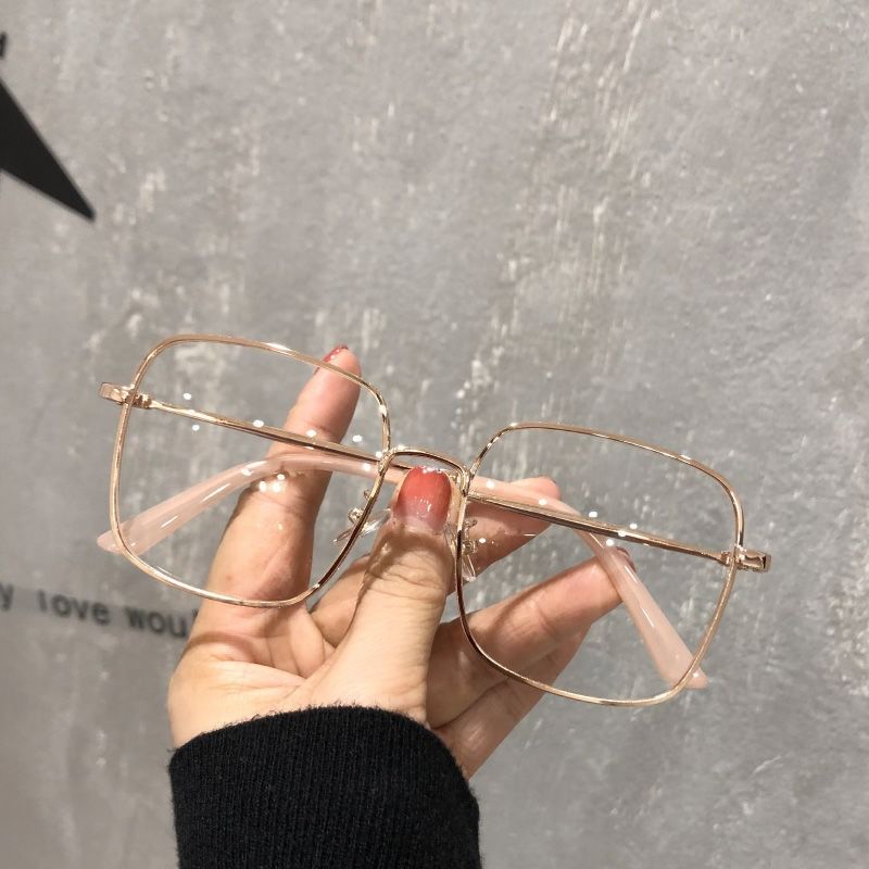 Oversized Square Eyewear Retro Women Anti-blue Light Blocking Metal Frame Glasses Optical Computer Glasses Frame 1PC