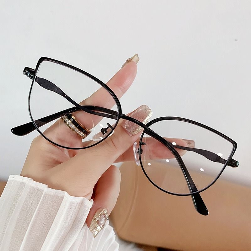 2025 Stylish Designer Large Metal Frame Photochromic Eyewear Flat Mirror Spring Hinge Blue Light Blocking Optical Eyeglasses 1PC