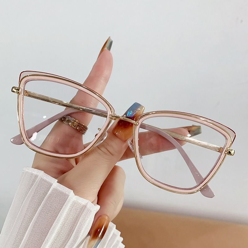 2025 Custom Logo Photo Grey Glasses New Women Optical Blue Light Optical Glasses Metal Cat Eye Photochromic Eyeglasses Frame 1PC