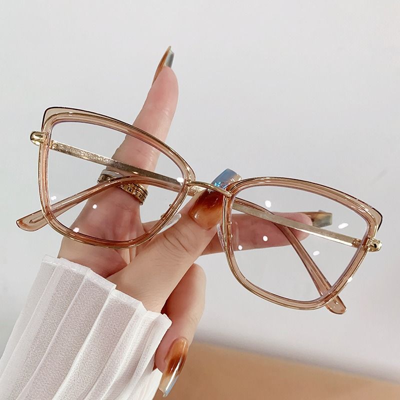2025 Custom Logo Photo Grey Glasses New Women Optical Blue Light Optical Glasses Metal Cat Eye Photochromic Eyeglasses Frame 1PC