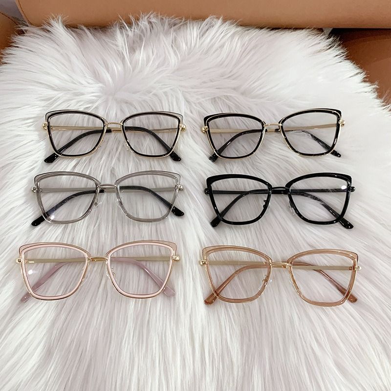 2025 Custom Logo Photo Grey Glasses New Women Optical Blue Light Optical Glasses Metal Cat Eye Photochromic Eyeglasses Frame 1PC