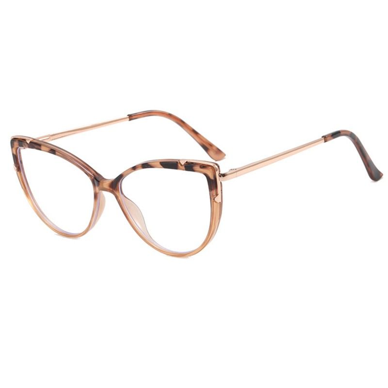 Cat's Eye Flat Mirror Anti Blue Light TR90 Spring Leg New Eyeglass Frame European and American Trend Large Frame Glasses Computer Glasses Eyeglass Optical Eyewear Anti-Radiation 1PC