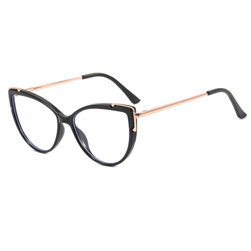 Cat's Eye Flat Mirror Anti Blue Light TR90 Spring Leg New Eyeglass Frame European and American Trend Large Frame Glasses Computer Glasses Eyeglass Optical Eyewear Anti-Radiation 1PC