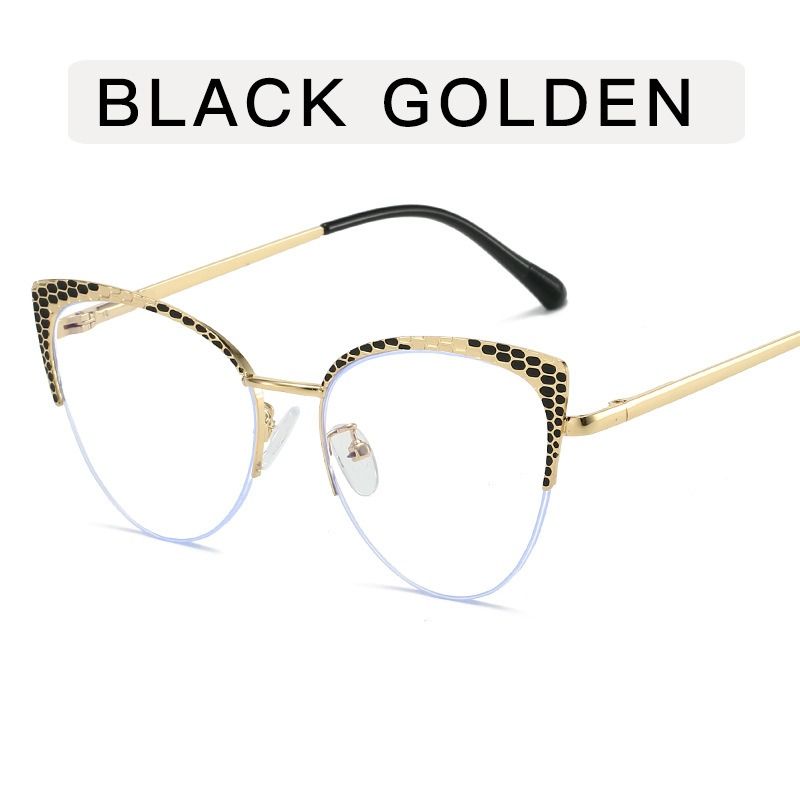Best-Selling Metal Half-Frame Designer Women's Optical Spectacle Multi Color Cat Eye Anti Blue Light Eyeglasses 1PC
