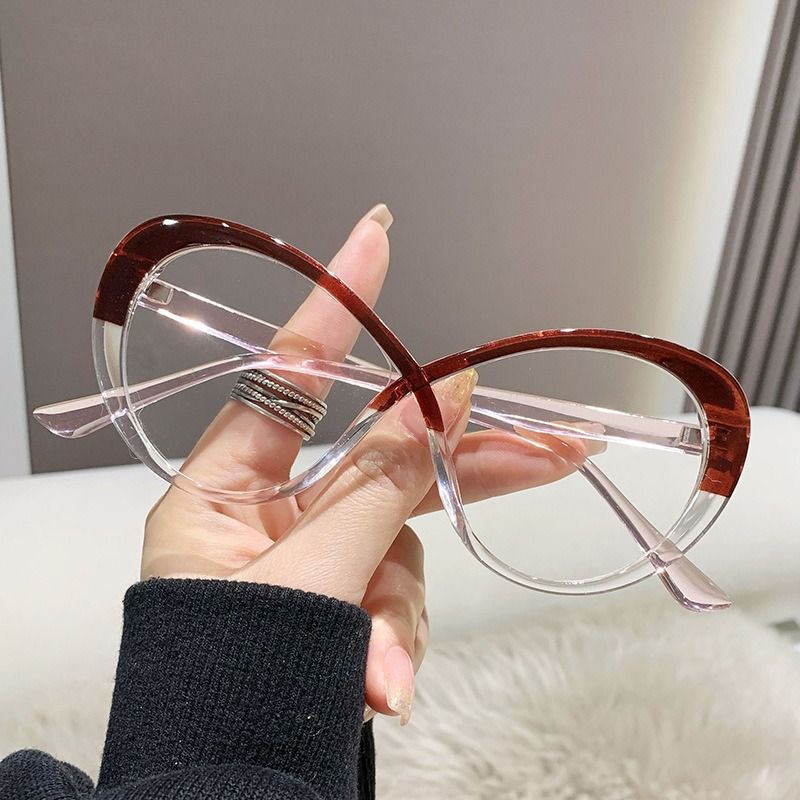 ustomized Fashion Anti Blue Light Blocking Glasses Oval Cross Design Cheap Plastic Glasses for Women 1PC