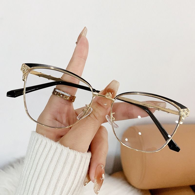 25807 New Color Changing Cat Eye Anti-blue Light Glasses Frames Women Men Square Computer Optical Eyeglasses 1PC