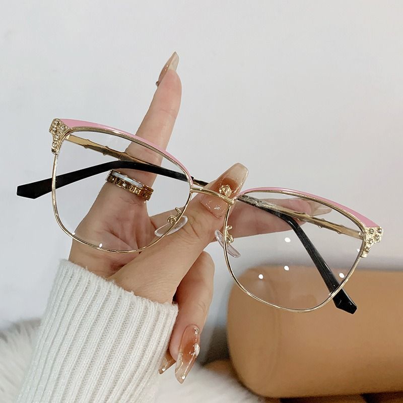 25807 New Color Changing Cat Eye Anti-blue Light Glasses Frames Women Men Square Computer Optical Eyeglasses 1PC