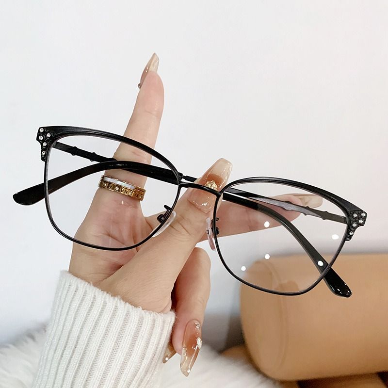 25807 New Color Changing Cat Eye Anti-blue Light Glasses Frames Women Men Square Computer Optical Eyeglasses 1PC