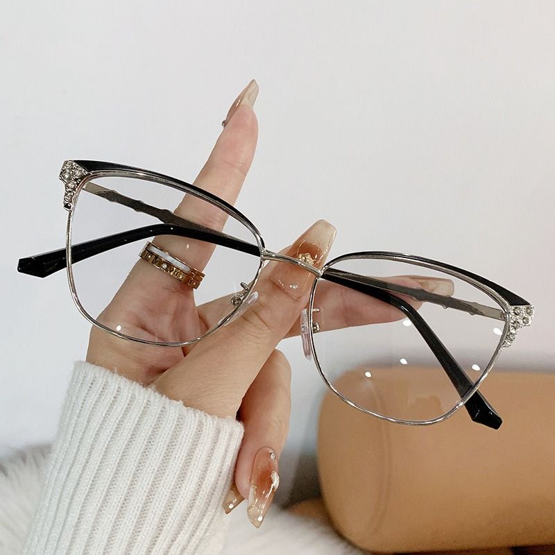 25807 New Color Changing Cat Eye Anti-blue Light Glasses Frames Women Men Square Computer Optical Eyeglasses 1PC