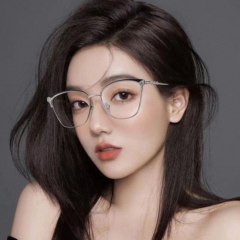 25807 New Color Changing Cat Eye Anti-blue Light Glasses Frames Women Men Square Computer Optical Eyeglasses 1PC