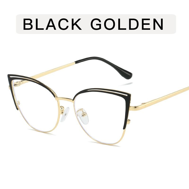 Half Frame Cat Eye Eyeglasses Anti Blue Light Eyewear for Women Metal High Quality Glasses 1PC