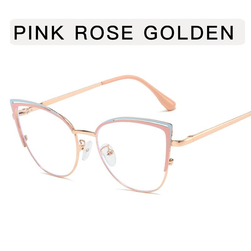 Half Frame Cat Eye Eyeglasses Anti Blue Light Eyewear for Women Metal High Quality Glasses 1PC