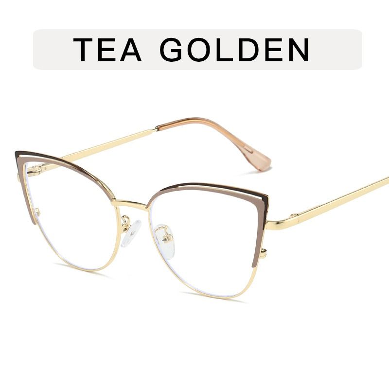 Half Frame Cat Eye Eyeglasses Anti Blue Light Eyewear for Women Metal High Quality Glasses 1PC