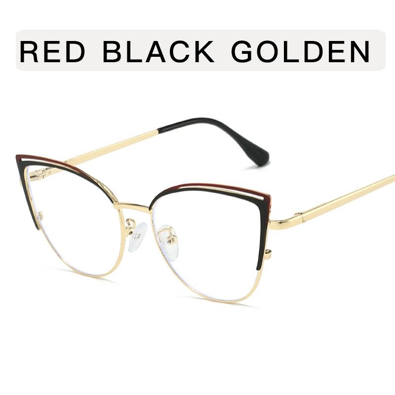 Half Frame Cat Eye Eyeglasses Anti Blue Light Eyewear for Women Metal High Quality Glasses 1PC