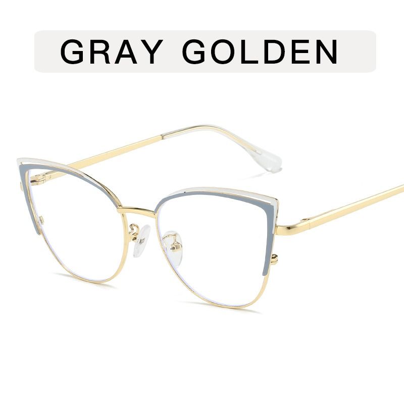 Half Frame Cat Eye Eyeglasses Anti Blue Light Eyewear for Women Metal High Quality Glasses 1PC