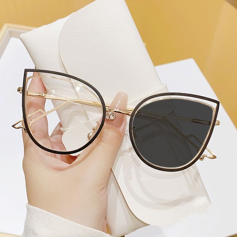 Nala Collection New Design Cat Eye Computer Glasses Women Eyewear Photochromic Sunglasses Metal Glass Frame Trendy Sunglasses Anti-blue Light 1PC