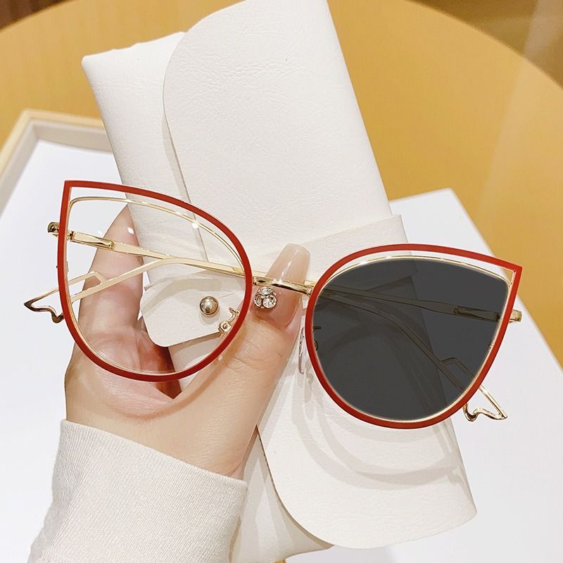Nala Collection New Design Cat Eye Computer Glasses Women Eyewear Photochromic Sunglasses Metal Glass Frame Trendy Sunglasses Anti-blue Light 1PC