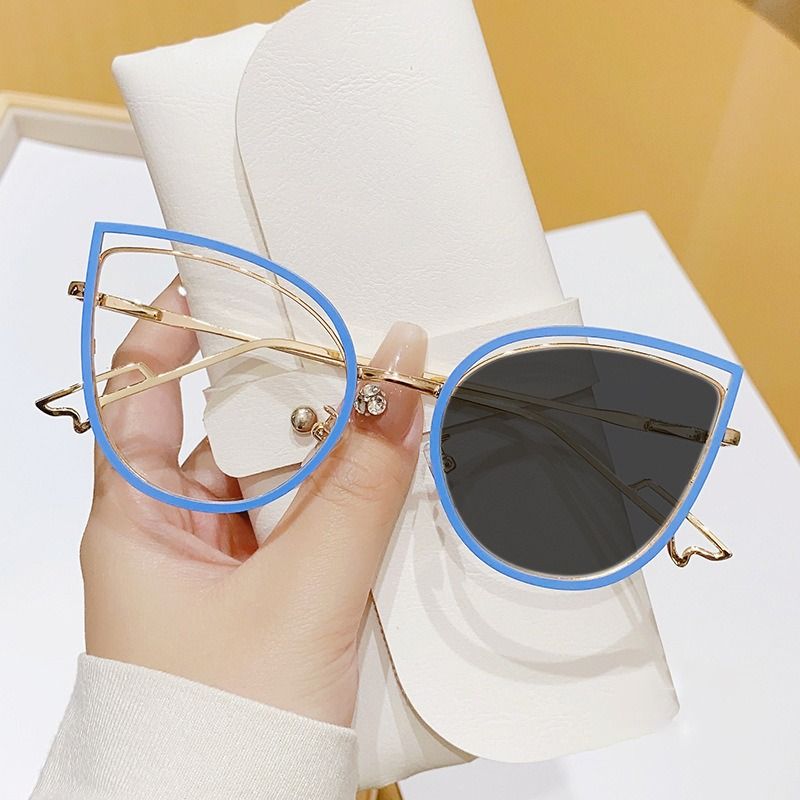 Nala Collection New Design Cat Eye Computer Glasses Women Eyewear Photochromic Sunglasses Metal Glass Frame Trendy Sunglasses Anti-blue Light 1PC