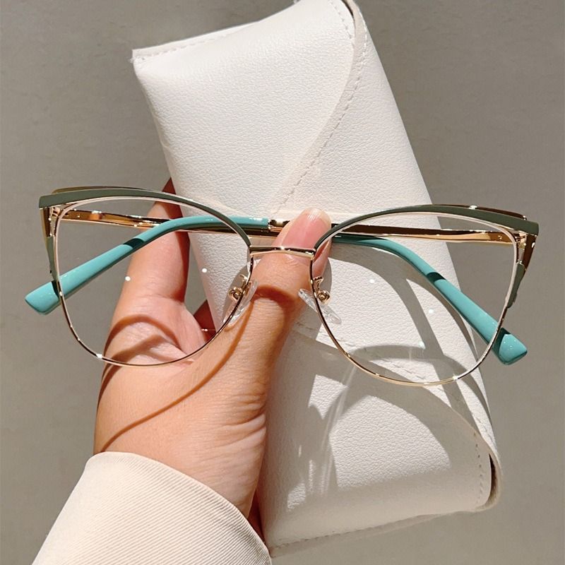 7161 Luxury Women Purple Pink Metal Optical Frame Prescription Glasses Hot Selling Eyewear Square Anti Blue Light Eyeglass 1PC