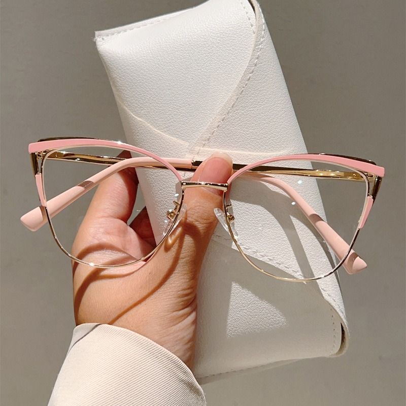 7161 Luxury Women Purple Pink Metal Optical Frame Prescription Glasses Hot Selling Eyewear Square Anti Blue Light Eyeglass 1PC