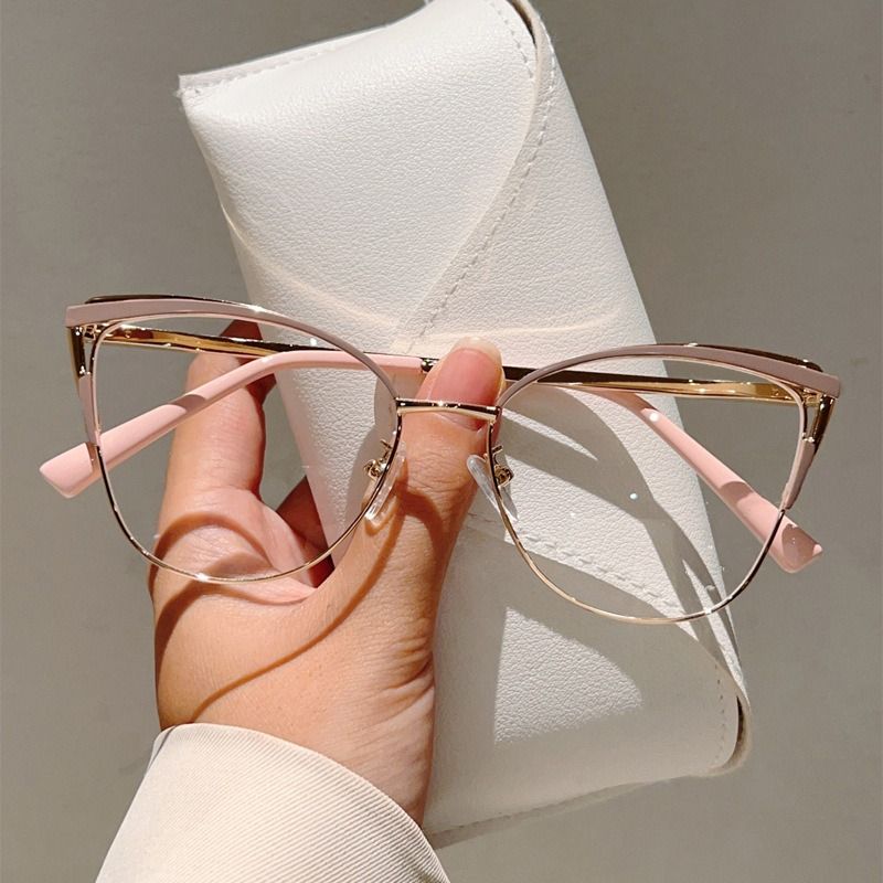 7161 Luxury Women Purple Pink Metal Optical Frame Prescription Glasses Hot Selling Eyewear Square Anti Blue Light Eyeglass 1PC