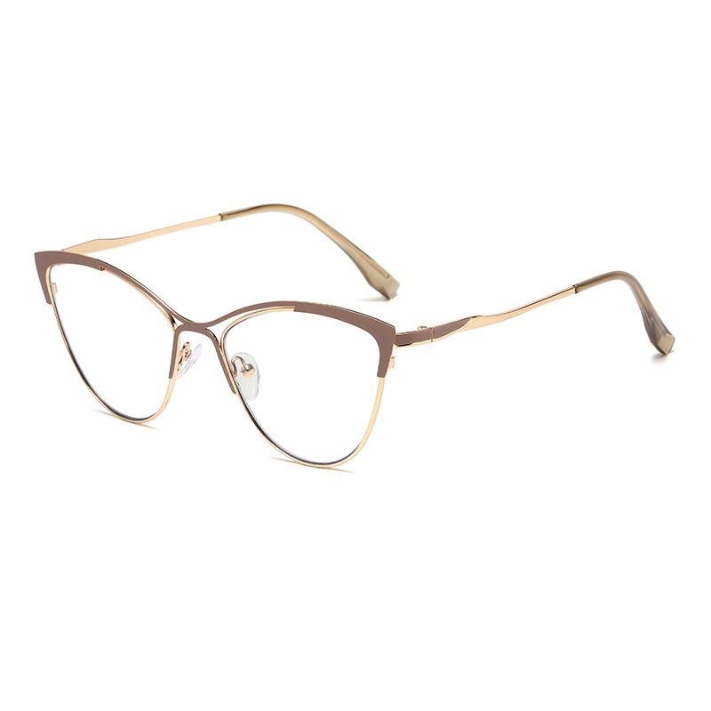 Fashion New Photochromic Women Optical Blue Light Optical Glasses Anti Blue Glass Metal Cat Eye Photochromic Eyeglasses Frame 1PC