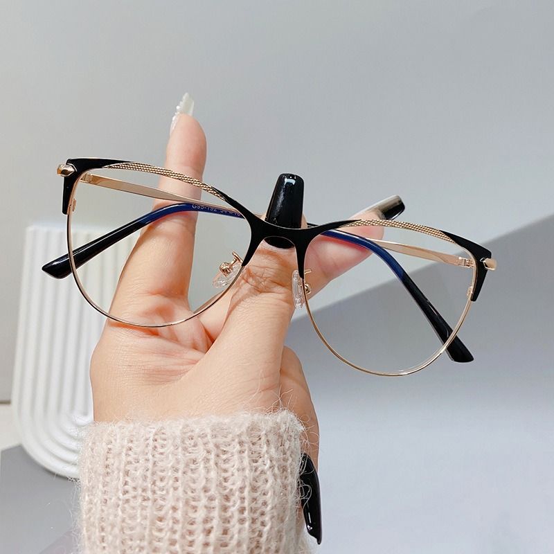 2024 Metal Blue Light Blocking Glasses for Women Trendy Office Optical Spectacles Anti Blue Rays Eye Protection Computer Eyewear 1PC