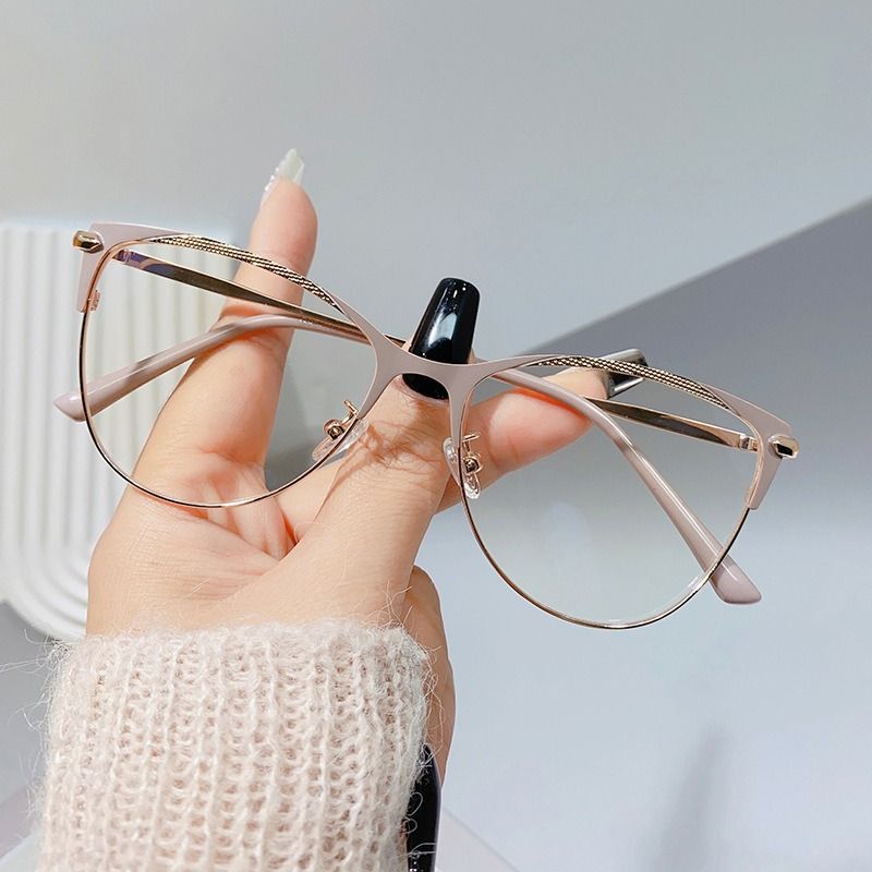 2024 Metal Blue Light Blocking Glasses for Women Trendy Office Optical Spectacles Anti Blue Rays Eye Protection Computer Eyewear 1PC