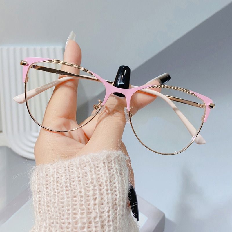 2024 Metal Blue Light Blocking Glasses for Women Trendy Office Optical Spectacles Anti Blue Rays Eye Protection Computer Eyewear 1PC