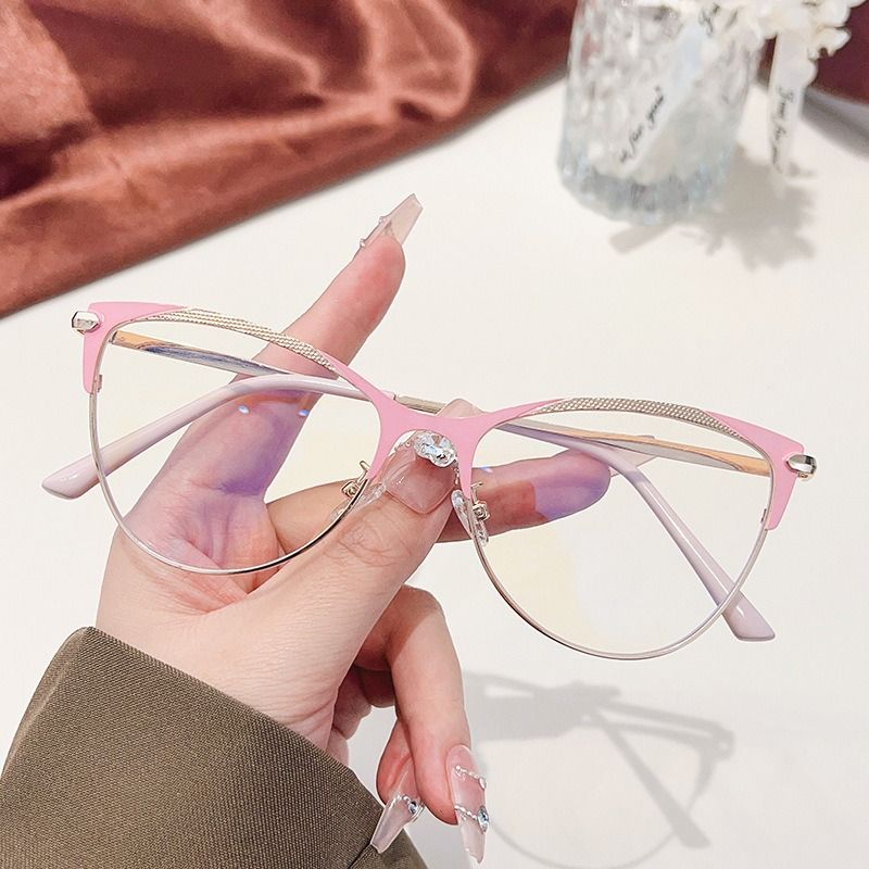 2024 Metal Blue Light Blocking Glasses for Women Trendy Office Optical Spectacles Anti Blue Rays Eye Protection Computer Eyewear 1PC
