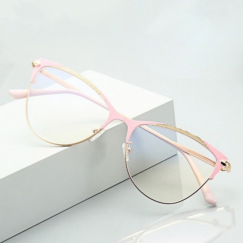 2024 Metal Blue Light Blocking Glasses for Women Trendy Office Optical Spectacles Anti Blue Rays Eye Protection Computer Eyewear 1PC
