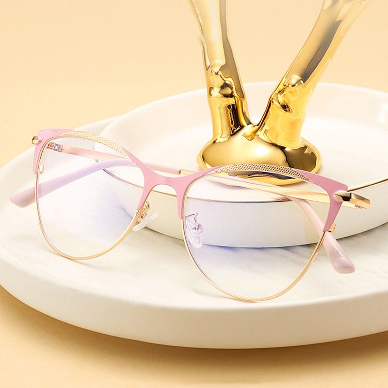 2024 Metal Blue Light Blocking Glasses for Women Trendy Office Optical Spectacles Anti Blue Rays Eye Protection Computer Eyewear 1PC