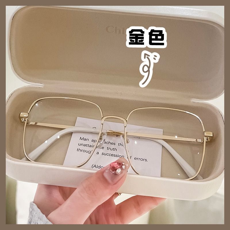 Oversized Square Eyewear Retro Women Anti-blue Light Blocking Metal Frame Glasses Optical Computer Glasses Frame 1PC