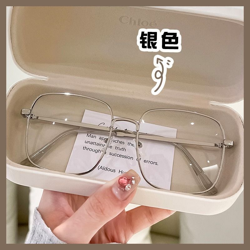 Oversized Square Eyewear Retro Women Anti-blue Light Blocking Metal Frame Glasses Optical Computer Glasses Frame 1PC
