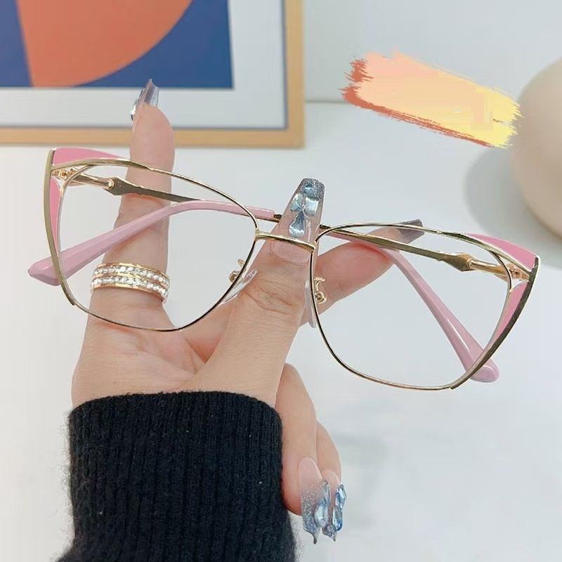 Transparent Photochromic Protection Computer Glasses Metal Change to Grey Cat Eye Anti Blue Spectacle Frame Eyeglasses 1PC