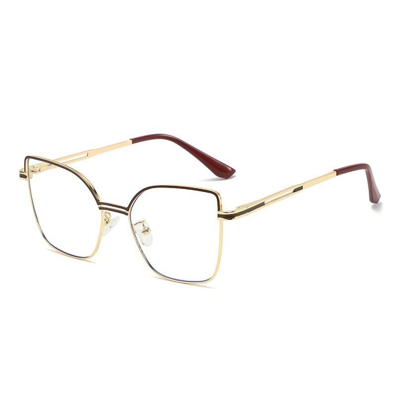 6975 Fashionable New Box Photochromic Anti Blue Light Glasses Metal Large Frame Glasses Factory Direct Sales 1pc