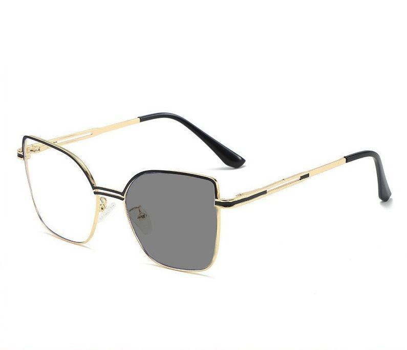 6975 Fashionable New Box Photochromic Anti Blue Light Glasses Metal Large Frame Glasses Factory Direct Sales 1pc