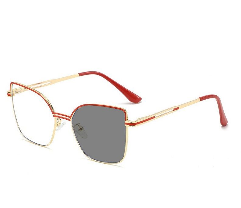 6975 Fashionable New Box Photochromic Anti Blue Light Glasses Metal Large Frame Glasses Factory Direct Sales 1pc