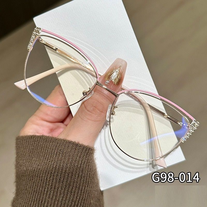 New Unisex Minimalist Versatile Metal Fashion Accessory Eyeglass Frames with  Blocking Photochromic Cat-Eye Shape 1PC
