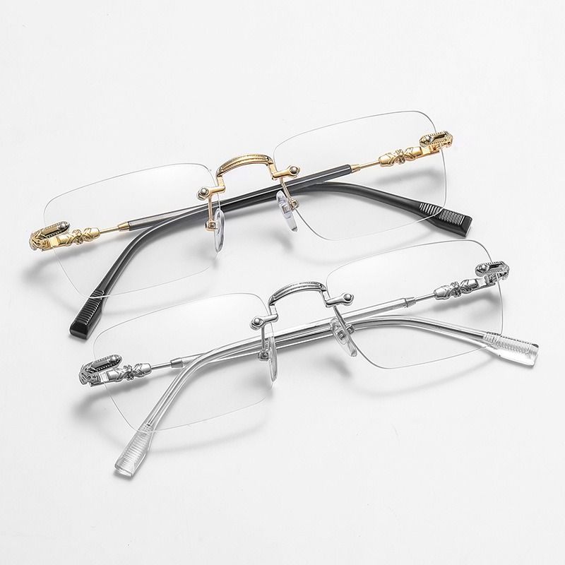 Fashion Men Women Transparent Eyeglasses Lens Color Changing Eyewear Rimless Square Photochromic Glasses 1PC