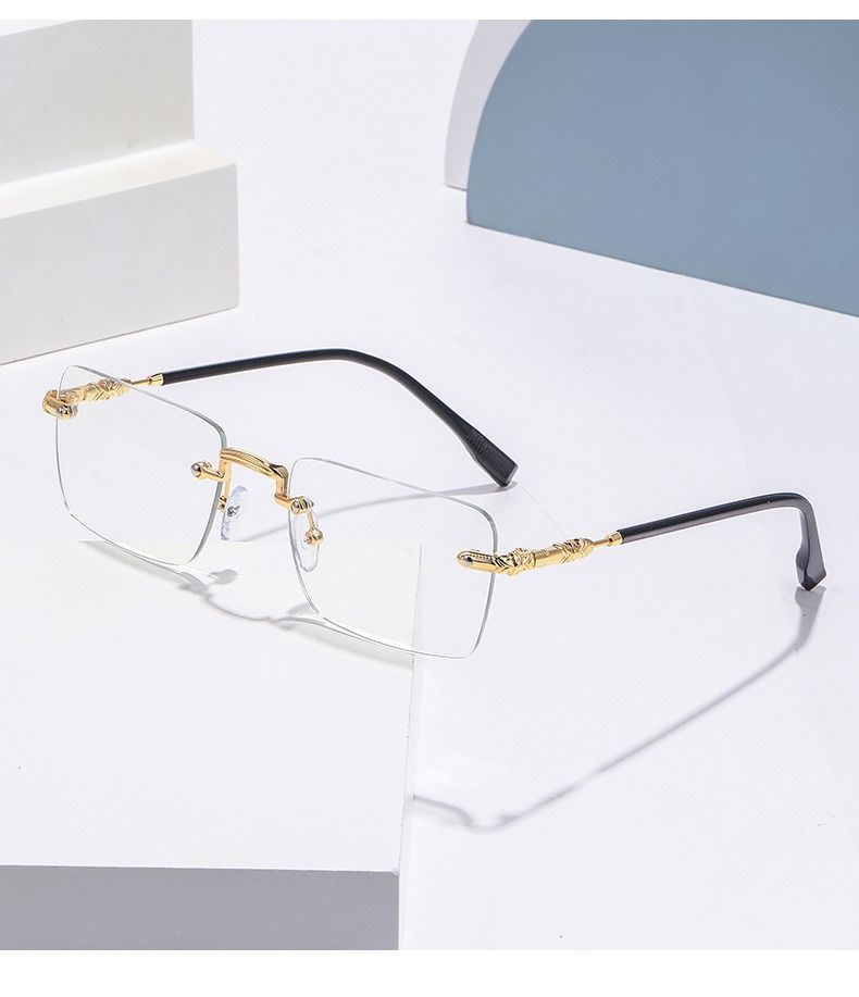 Fashion Men Women Transparent Eyeglasses Lens Color Changing Eyewear Rimless Square Photochromic Glasses 1PC